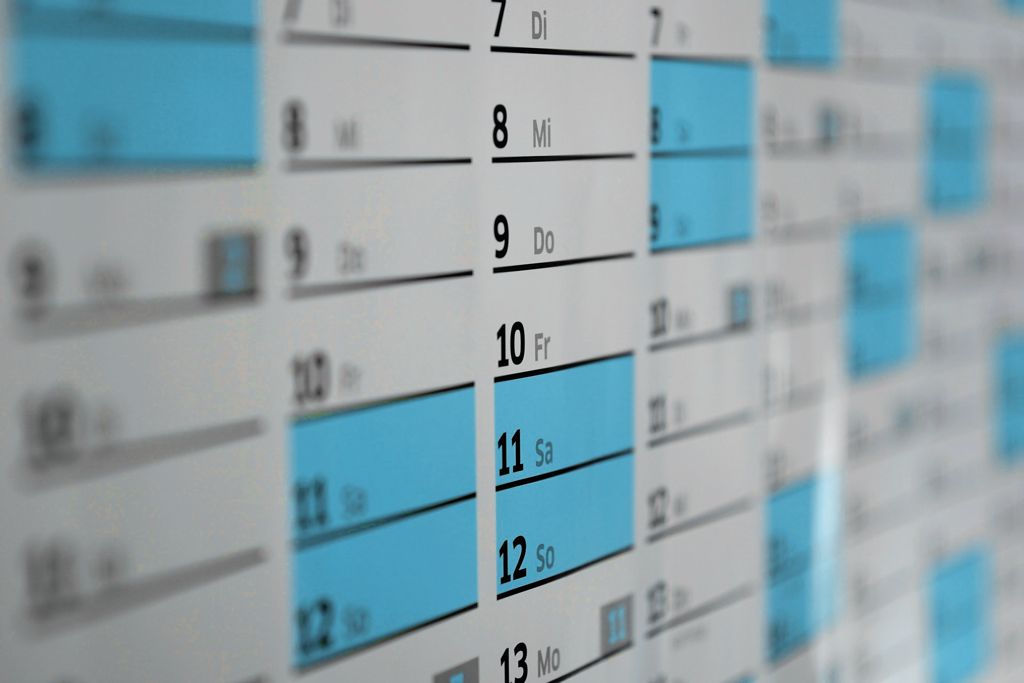 Kalender mit Fenstertagen